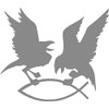 Car Sticker Raven with Fish (Silver)