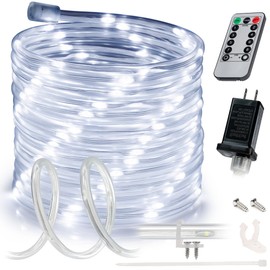 WYZworks 150ft Cool White LED Rope Light - 8 Modes, Waterproof Outdoor Accent Lighting with Remote, Flexible Clear Tube, ETL Certified, Garden, Patio, Backyard, Holiday Christmas, Tree, Ambient Decor