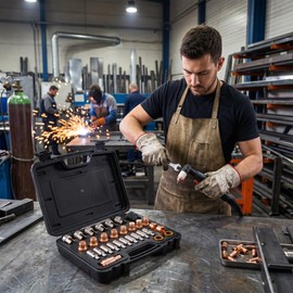 24-Piece Plasma Cutter Consumable Set Compatible with IPT-60, PT-60, IPT-4, Nozzles, Electrodes, Protective Caps, Swirl Rings, Spacers
