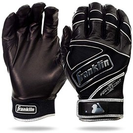 Franklin Sports Chrome Powerstrap™ Batting Gloves - Black - Adult Large