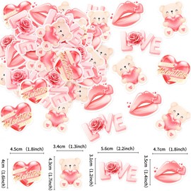 Blumomon 40Pcs Edible Happy Valentine's Day Cupcake Toppers Little Bear Love Cute Designs Valentine's Day Love Cupcake Decoration Weddings Wedding Anniversaries Baby Showers Party Decorations