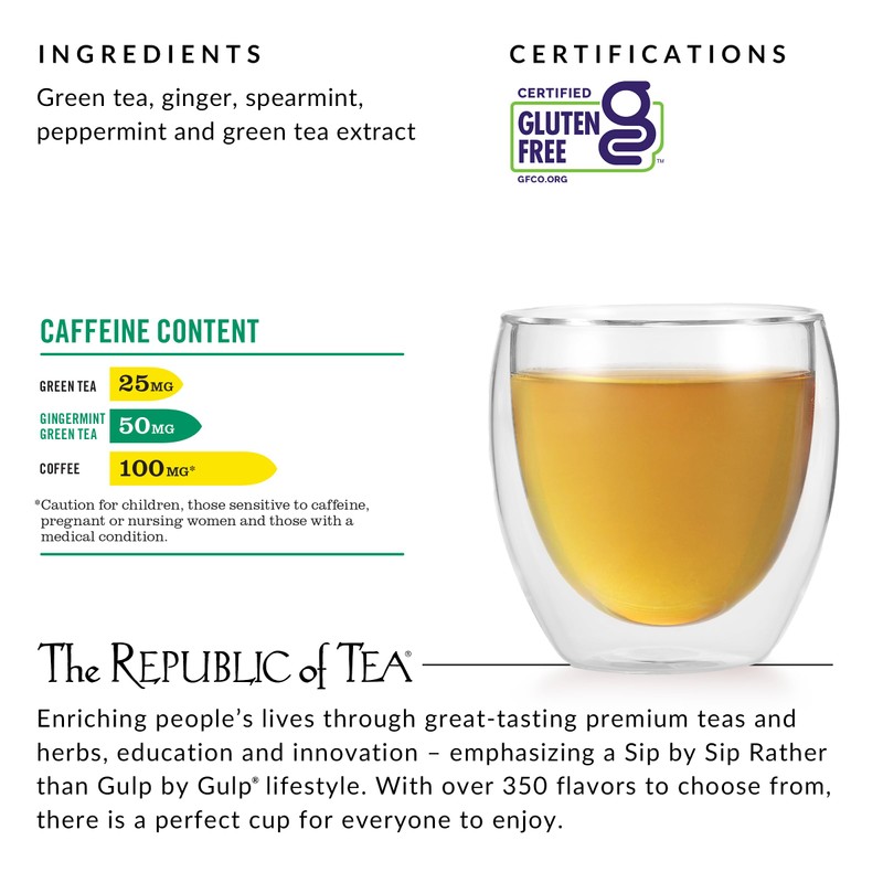 The Republic of Tea — HiCAF Gingermint Green Tea, 50