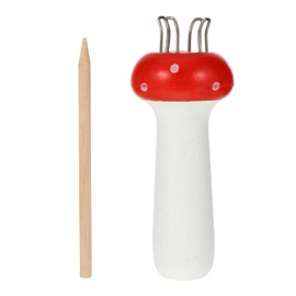 ARTIBETTER Red Knitter Knitting Mushroom Shaped Knit Spool Loom Wood Yarn Knitting Doll Maker Carfts Mini Knitted Weaving Tool with Needle for DIY Tube Scarf French
