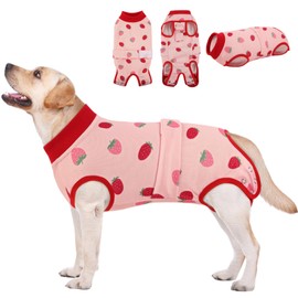AOFITEE Dog Recovery Suit, Dog Surgical Recovery Suit for Female Dogs Male Dogs, Cozy Dog Onesie for Surgery, Cone E-Collar Alternative, Anti Licking Dog Surgical Shirt with Pee Hole, PinkStraberry L
