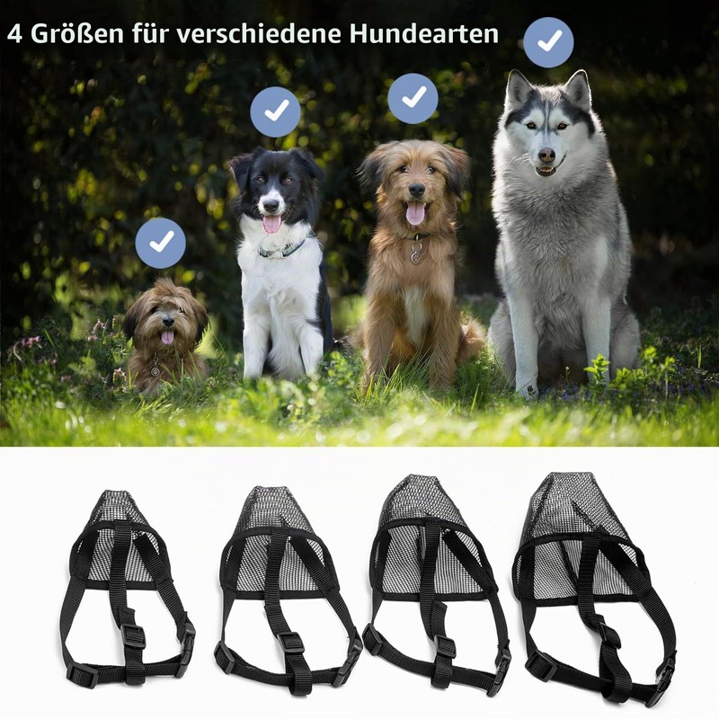 Dog Muzzle with Rounded Mesh, Breathable Muzzle for Small, Medium