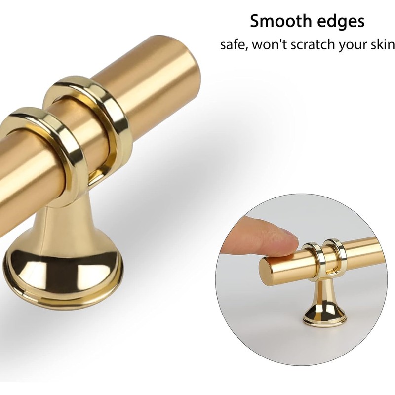 Haliwu 10 Pack Gold Cabinet Handles, Brushed Brass Cabinet Pulls