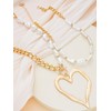Y2k Heart Necklace for Women Chunky Silver Love Pearl Choker