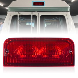 WZONEFEI 6C2Z13A613B Stop Light Center High Mount Brake Light Compatible with Ford 1992-2018 Ford E150 E250 E350 E450 E550 Replaces F2UZ13A613B XC2Z13A613BA (Brake Light Halogen+Indoor LED)