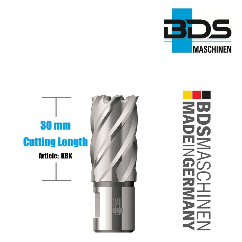 BDS Weldon Core Drill Short KBK HSS Shaft 21/30 mm