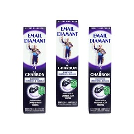 Email Diamant Le Charbon Whitening Daily Toothpaste Original Cosmetic Activated Charcoal - 75ml Large Size - Black - 3 Tubes