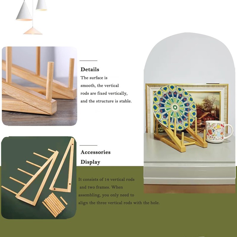 SunnyZoo Dish Plate Rack Organizer Plate Holder Bamboo for Display