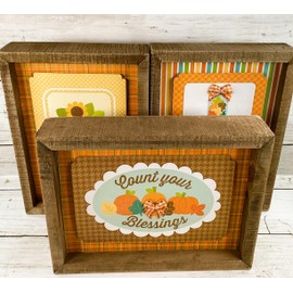 AGD Fall Decor - Count Your Blessings Sunflower Mason Jar inset Sign 3pc Set