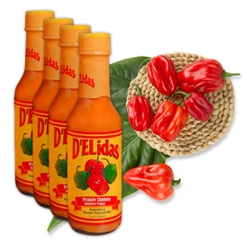 D'ELidas Habanero Hot Sauce, Natural Habanero Pepper Hot Sauce, Chombo Picante Sauce #1 in Panama, Non-GMO, Keto Friendly Food Habanero Sauce, 5 Fl Oz (Pack of 4)