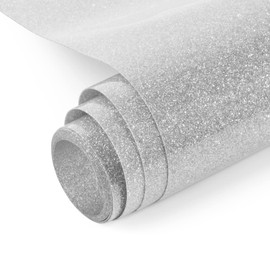 NANAPLUMS Glitter Plotter Film Textile - Heat Transfer Vinyl Transfer Film Plotter Flex Film for Textiles Transfer Film for Iron-On DIY T-Shirt, Fabrics (Silver Grey)