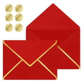 50 Pieces A7 Colorful 5x7 Envelopes V Flap Invitation Envelopes,Letter Envelopes for 5x7 Cards, Birthday, Weddings, Graduations, Greeting Cards, Baby Shower (Red)