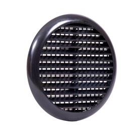 Map Round Louvre Air Vent Cover for Openings 80-152mm, Integral Flyscreen Mesh, for Bathroom, Kitchen, Shed, Garage, External & Internal Walls - Black