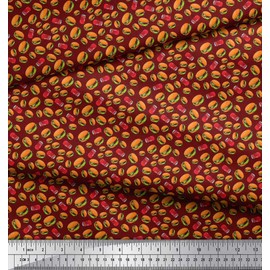 Soimoi Red Cotton Jersey Fabric Burger Food Print Fabric BTY 58 Inch Wide