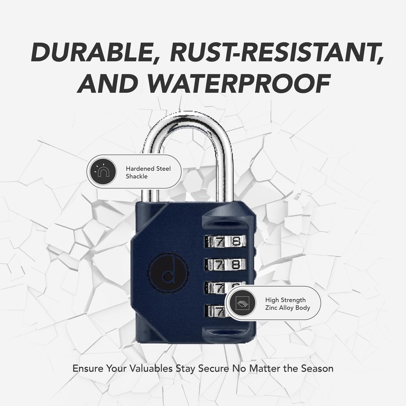 4 Digit Combination Locks 2 Pack - Weatherproof Padlock with