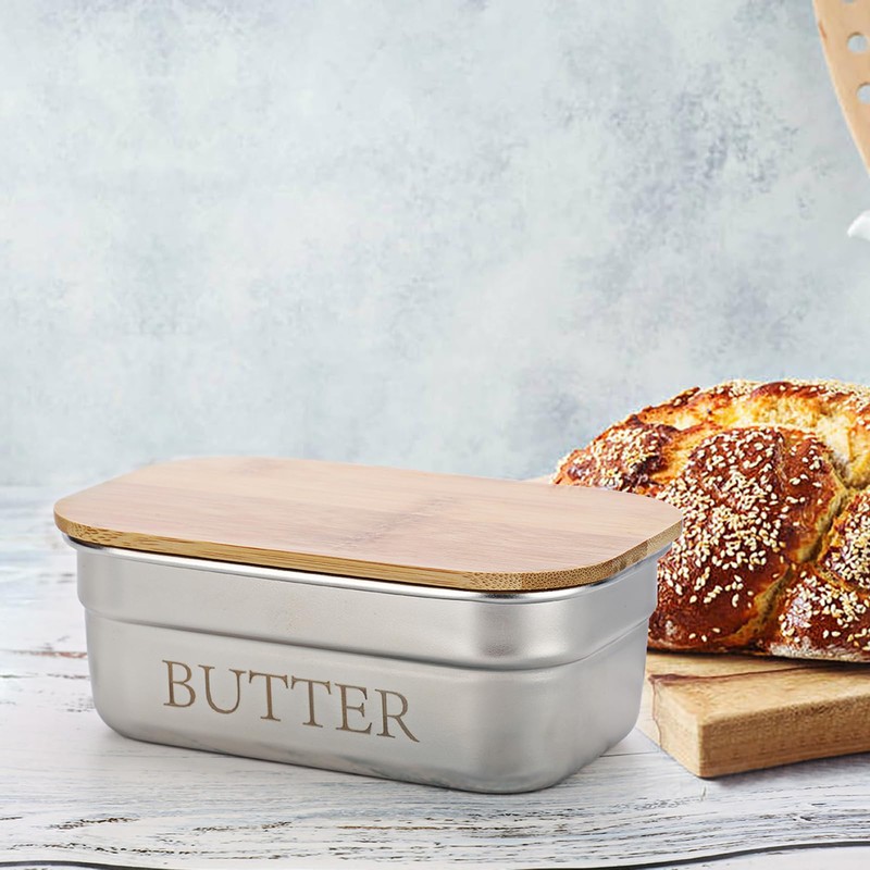 BSTKEY Butter Dish with Lid for Countertop, Stainless Steel Butter