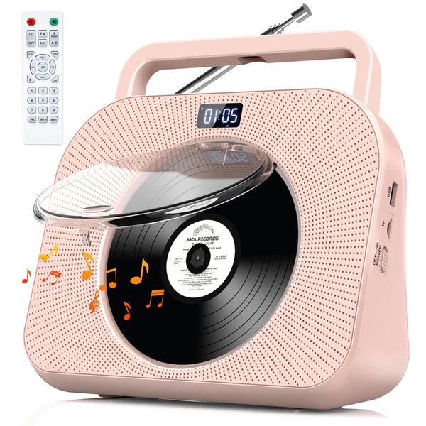 Desktop CD Player for Home with Dual Speakers,Handle, CD Player