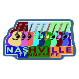 Die Cut Sticker Nashville, Tennessee, Acoustic Guitar Pop Art, Contour Vinyl Sticker 1 to 3 inches (Waterproof Decal for Cars, Water Bottles, Laptops, Coolers), Small