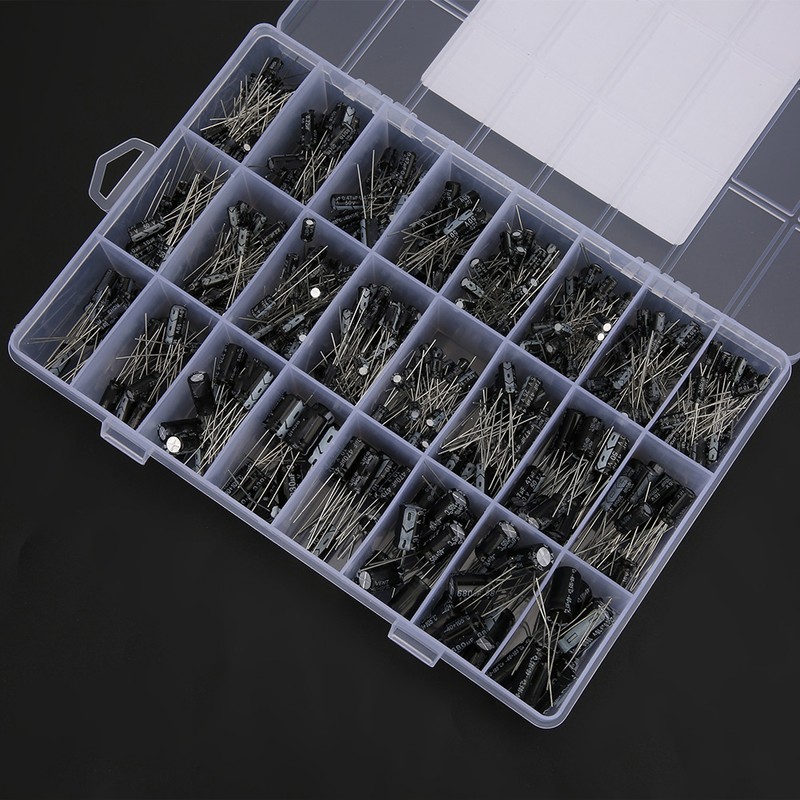 545Pcs 24 Models 0.1uF-1000uF Aluminum Electrolytic Capacitor Assortment Kit with