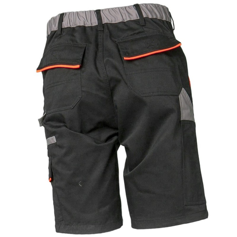 Planam Size 4XL Men's Visline Shorts, Black, Orange, Zinc, Model