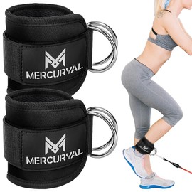 MERCURYAL 2 x Ankle Strap Pulleys Gym V3 - Ankle Brace for Pulley Padded with Velcro Fastener for Women and Men - Gym Accessories - Ankle Strap Gym for Cable Machine Fitness and