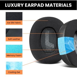 Cooling Gel Replacement Ear Pads for JBL Live 650/660BTNC E65BTNC Duet NC Headphones - Ice Silk & Protein Leather, Memory Foam Ear Cushions with Washable Sweat Covers & Pry Tool