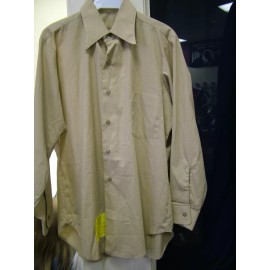 US ARMY DRESS SHIRT MAN'S KHAKI TAN 446 COTTON POLYESTER NSN 8405-01-005-10