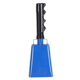 Cow Bell Noise Maker with Handle Loud Cheering Hand Bell Percussion Musical Instrument for Sporting Event Football Games Blue