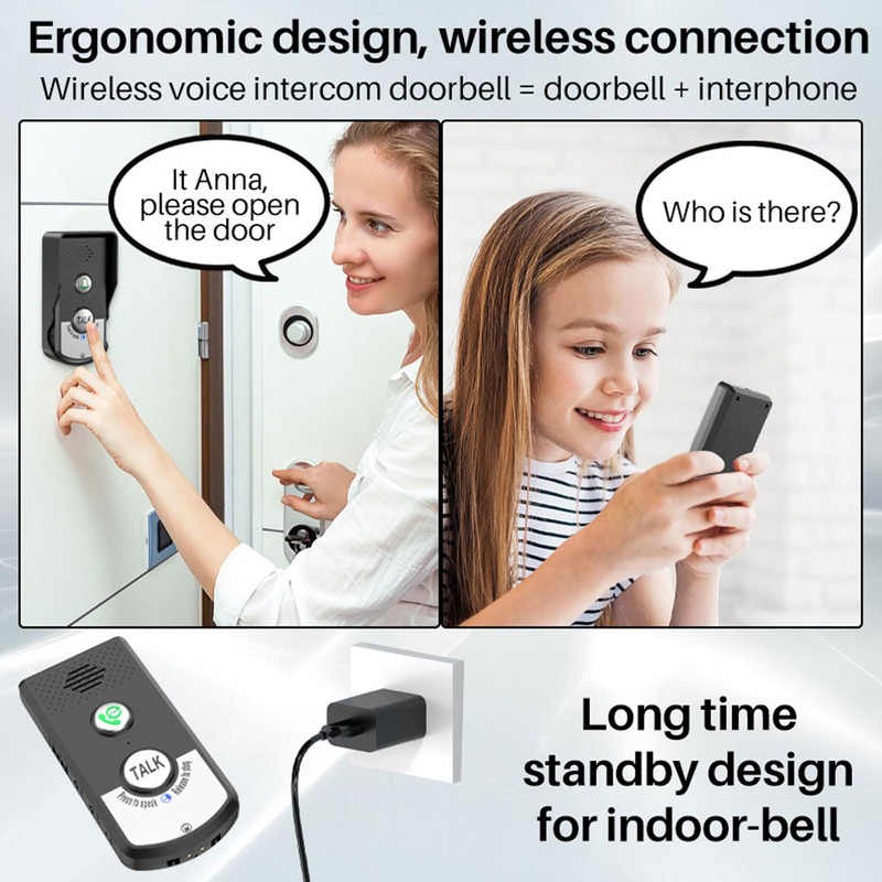 Voice Door Bell, Intercom Door Bell, IP54 Waterproof Electronic Intercom