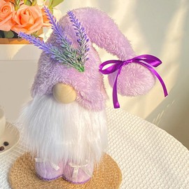 Hopbucan Lavender Swedish Gnomes Decoration for Home Pastel Spring Summer Tiered Tray Plush Decor Nordic Dwarf Easy Install