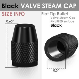 Auto Dynasty Tire Valve Stem Caps 8 Pieces Bullet Style Polished Aluminum Black Tire Universal Stem Covers for Cars, SUVs, Bike and Bicycle, Trucks, Motorcycles, Black
