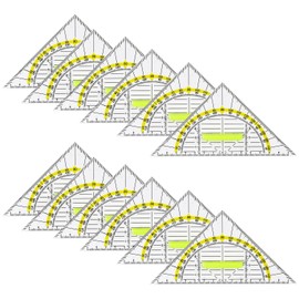 RYAN Set of 12 Geometry Triangle with Handle 15 cm Plastic Transparent Flexible Set Square for Circles Drawing for School Office Students