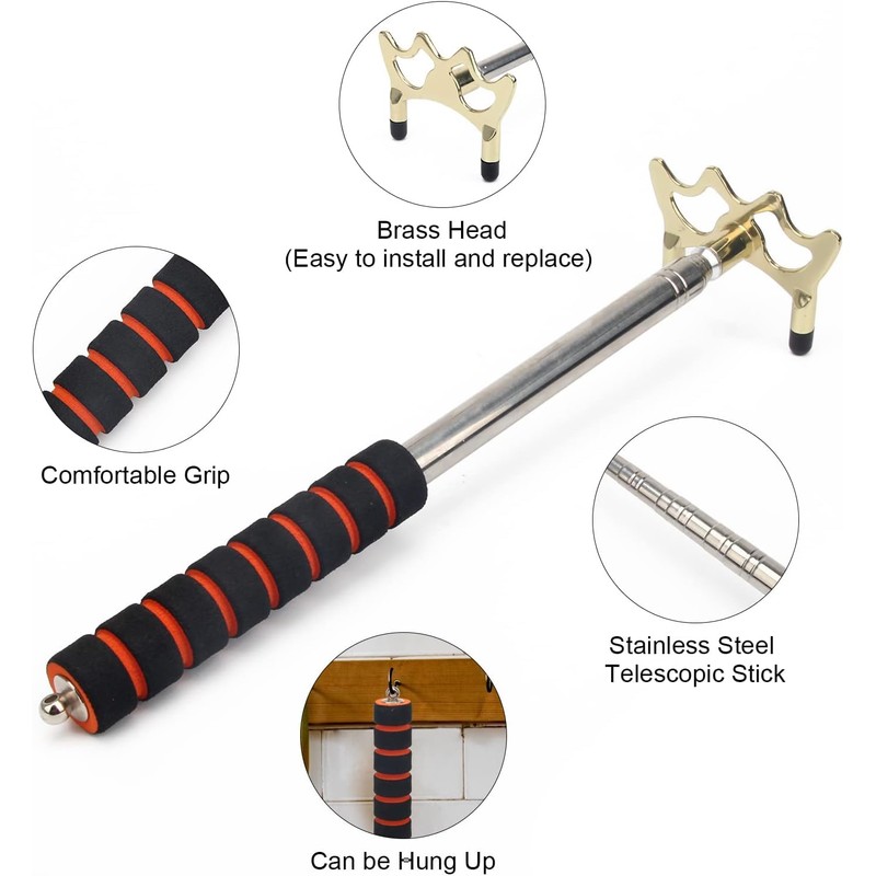 AngelReally Retractable Billiards Cue Stick Bridge with Brass Bridge Head,