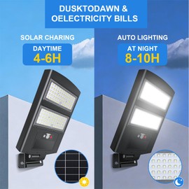 TEXTHELL 7000W Solar Street Lights Outdoor 2 Pack, 5500K Solar Lights Outdoor Waterproof with Motion Sensor,Solar Powered Flood Lights for Parking Lot, Yard, Driveway, Commercial Area Lighting