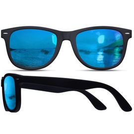 grinderPUNCH Polarised Sunglasses for Men and Women, Trendy Retro Sunglasses for Driving and Fishing, UV400 Protection, Matte Black Grip Coated Frame, Large, Matte Black Handle, Matt black handle