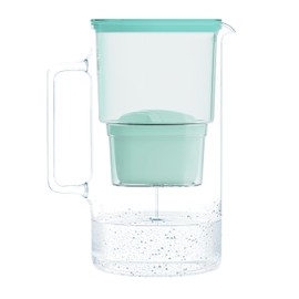 Wessper Glass Water Filter Jug, incl. 1 Filter Cartridge, 3 Litre, Mint