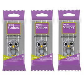 M02385x3 MOREZMORE 3lb Super Sculpey Grey Oven Bake Polymer Clay