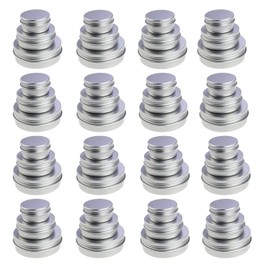Pack of 48 Round Aluminium Jars Screw Lid Metal Jars Empty Slide Containers (Mixed Sizes)