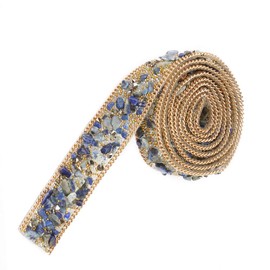 Parche para Ropa o Bolsos Diseño de Diamantes de Imitación Cuentas Apliques Parche Bordado Hecho A Mano 1m de Largo 2cm de Ancho con Cristales de Imitación #3