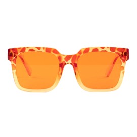 RainbowOPTX Orange Square Sunglasses for Women Men, Retro Fashion Trendy Sunglasses, Oversized Sunglasses, Mood Boosting, UV Blocking and Blue Light Blocking - Orange Sunglasses