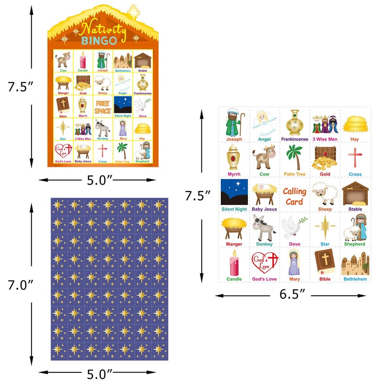 FANCY LAND Nativity Bingo Game for Kids 24 Players Christmas