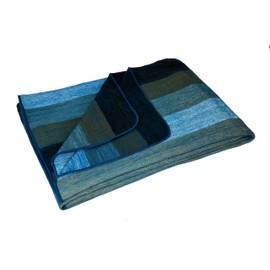 Alpaca Land, Handmade Ecuadorean Alpaca Wool Small Blankets/Throws (Light Blue Stripe)