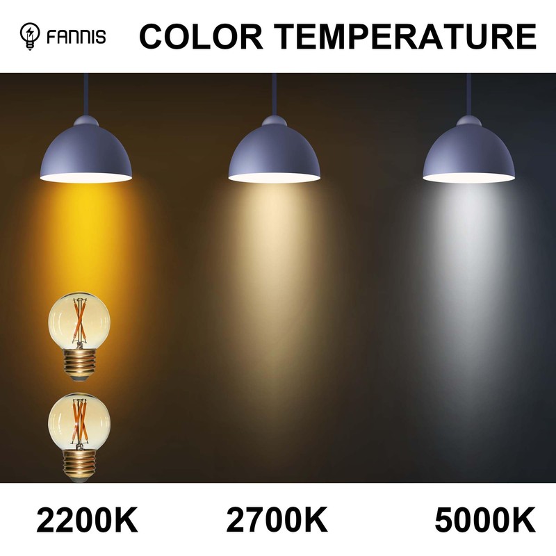 FANNIS 6 Pack G50 E26 Globe LED Light Bulbs Dimmable,