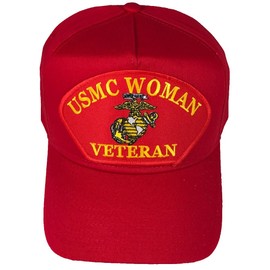 U.S.M.C. Marine Corps Woman Veteran W/Logo HAT - RED - Veteran Owned Business