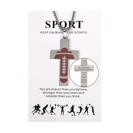 Blue Drop Sport Cross Necklace for Women Men Basketball Hockey Baseball Soccer Rugby Pendant Necklace Jesus Necklace Bible Verse Christian Faith Religious Jewelry Inspirational Gift