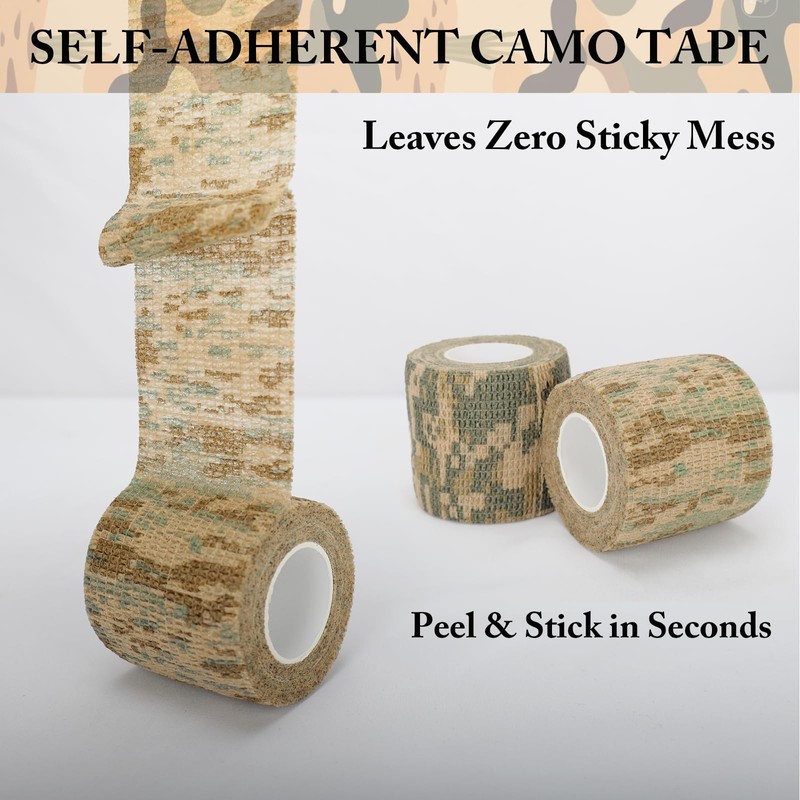 Jalarox 6 Pack Camo Tape, Camouflage Wrap Self-Adhesive for Hunting