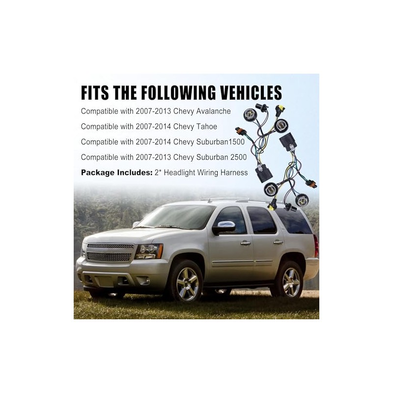 2 arnés de cableado para faros delanteros compatibles con Chevy